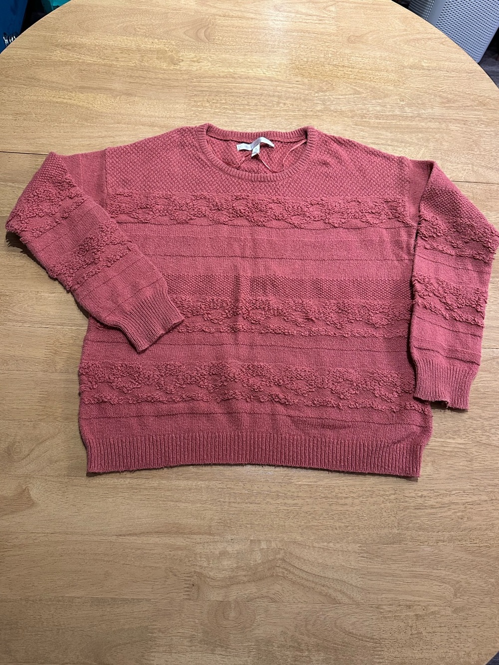 LC Lauren Conrad Medium Orange Textured Crew Neck Sweater